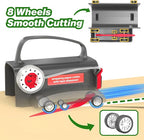(2-Pack) Wheel Wrapping Paper Cutter & Tape Dispenser with 4 Tapes，2 Replace Blades Kit for Christmas Gift Wrap Cutter Tool Paper Roll Holder Tube Sliding Slicing for Birthday Holiday.