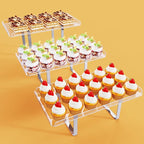 3 Pieces Cupcake Stand Holder, Clear Acrylic Dessert Table Display Set with Iron Support Legs for Birthday Candy Bar Décor Weddings, Parties Events