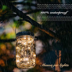 12 Pack Solar Mason Jar Lights for Outside, 30 LED Solar Mason Jar Lids Fairy Lights with 12 Hangers(No Jars) Outdoor Waterproof for DIY Patio Garden Yard Lawn Party Wedding Decoration Warm White