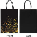 Cooraby 30 Pieces Bronzing Gold Black Paper Kraft Polka Dot Party Bags With Handle for Party Favors and Hen Parties