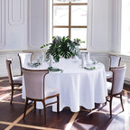 Biscaynebay Textured Fabric Round Tablecloths 90", White Water Resistant Table Cloths Circle Folding Table Covers Linen for Dining, Kitchen, Wedding and Parties etc.