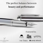 Ellington Pens Luxury Fountain Pen Set- Fountain Pens for Writing - Smooth Extra Fine Nib - Includes Refillable Ink Converter, 3 Ink Cartridges [Black & Blue], Gift Box - Elegant Calligraphy