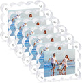 6Pack Magnetic Acrylic Picture Frames 2×3 Inch - Scalloped Glass Frame with 10+10mm Thick Block, Double Sided Clear Frames for Desktop Display | Trendy Home Gift