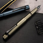 Hongdian M2 Black Forest Mini Fountain Pen, Bent Nib & Sleek Shape Aluminium Short Pocket Travel Pen (Midnight Blue)