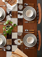 Abstract Cowhides Cotton Linen Table Runner for Dining Kitchen, Wedding Outdoor Party Tablerunners Decoration, Brown Beige Animal Fur Texture Dresser Scarf Coffee Tablecloth Runners 13x60 Inches