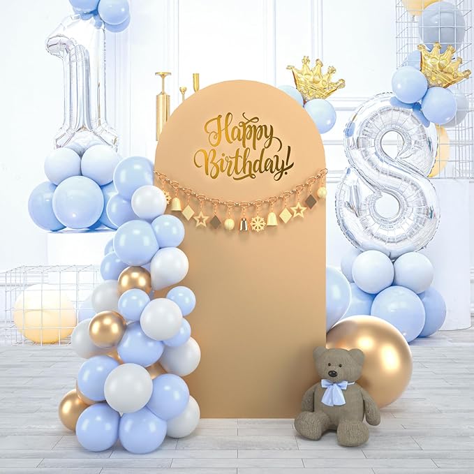 bricia Wedding Arch Backdrop Stand Cover, 7.2FT Double Sided Stretchy Arch Cover Fitted Wedding Birthday Party Banquet Decoration (Champagne 86.4''Lx48''W)