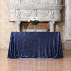 SquarePie Sequin Tablecloth Rectangular 60 x 102 Inch Navy Blue Sparkly Table Linen for Wedding Party