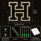 Light Up Letters H, Led Marquee Letter Lights Neon Sign, 13" Height Decorative Lighted Alphabet Number, Battery/USB Powered Led Letters Lights for Wedding, Birthday, Party, Christmas or Home Decor
