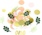 300PC Pink and Sage Green 1st Birthday Confetti First Birthday Decorations for Girl Dots Table Scatter for Baby Girl One Year Old Party Decor Supplies