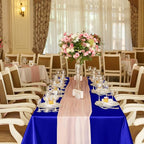 TURSTIN 4 Packs Satin Tablecloth 102 x 58 Inch Overlay Satin Table Cover Rectangle Bright Silk Tablecloth Smooth Fabric Table Decoration for Wedding Banquet Party Events, Royal Blue