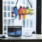 Stained Glass Window Hanging - Birds on A Branch Suncatcher for Window Doors Home Decoration, Valentine's Day Mother's Day Birthday Bird Lover Gifts for Women, Men, and Mom Grandma