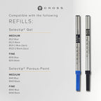 Cross Bailey Light Refillable Rollerball Pen Presented in a Everyday Gift Box - Medium Point, Black Ink, Polished White