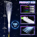 150 PCS White Fiber Optic Sticks, Glow Wands & Light Up Wands for Kids, Fiber Optic Wand with 3 Light Modes, Glow in The Dark Party Supplies, Wedding Party Supplies, for Wedding, New Year, Birthday