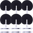 12 Packs Decorative Paper Folding Hand Fans Handheld,Black Round Foldable Wedding Fans Chinese and Japanese Fans Bulk for Bridal Guest Church Party Favors Dancing Birthday DIY