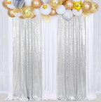Poise3EHome Sequin Backdrop, 2 Pcs Silver 2ftx8ft Curtains for Party, Wedding, Event, Photography