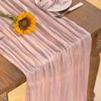 Pink Cheesecloth Table Runner 4 Pack Fall Table Runners Boho Gauze 120 Inches Light Pink Cheese Cloth Fall Table Decorations for Thanksgiving Wedding Bridal Girl Baby Shower Sweet 16 Party