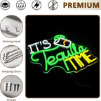 It Is Tequila Time Neon Sign for Wall Decor, Tequila Led Signs, USB Dimmable Neon Lights for Beer Bar Kitchen Restaurant Home Pub Party Man Cave Club Shops Hotel Store Business Gift