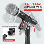Pyle Universal Microphone Stand - Handheld Mic Compatible, Heavy Compact Base, Lightweight & Compact Design, 2.8 to 5 Ft Height Adjustable Clamp, Pivot Angle Clip, Home/Studio Use (Pair)