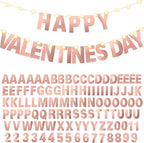 TaoBary 112 Pcs DIY Letter Kit Glitter Customizable Banner Letters Include 107 Letters and Numbers 3 Rope and 2 Needles for Birthday Halloween Christmas Wedding Valentine Party Decor(Bright Rose Gold)