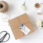 Andaz Press 100-Pack Personalized Thank You Tags with Bakers Twine ICY Blue Roses Custom Cardstock Wedding Gift Tags for Wedding Party Favors 2 x 3.75-Inches