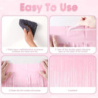 2 Pack Pastel Pink Tinsel Foil Fringe Curtains, Pink Party Decorations, Metallic Tinsel Party Streamers Backdrop for Birthday Baby Shower Graduation Wedding Gender Reveal Party Decorations