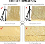 SquarePie Sequin Backdrop Curtain Less See Through Thick Background for Party 4FT x 8FT Gold