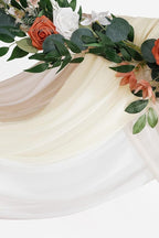 Floroom Wedding Arch Draping Fabric 3 Panels 20Ft Chiffon Fabric Drapes Arbor Drapery Wedding Ceremony Reception Swag Decorations (Nude +Cream +White)