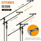 CAHAYA Tripod Microphone Stand: Boom Arm One-Button Release Floor Mic Stand Portable with Carrying Bag and 2 Mic Clips for Singing Performance Wedding Stage Meeting Live CY0362