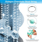 PATIKIL 14 mm Crystal Garland Strands, 98.4 Ft Acrylic Octagon Chandelier Bead Chains String for DIY Craft Wedding Party Home Decorative Jewelry Making, Blue