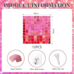 12PCS Deep Pink Shimmer Wall Backdrop, Laser Square Sequin Photo Backdrops Panel, Glitter Wall Background for Birthdays, Weddings, Christmas, Engagements, Disco Bachelorette Party Decor (3FTx4FT)
