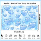 Sensfun 7x5ft Light Blue Heart Backdrop Early 2000s Party Decorations Old School Backdrops Valentines Day 90s Hearts Y2K Birthday Party Banner Newborn Photography Background Selfile Photo Booth Props
