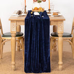 MLMC Navy Blue Velvet Table Runner 10ft Luxury Deep Blue Velvet Fall Table Runner 20x120 Inches for Wedding Reception Party Birthday Events Decor