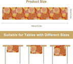 Yellow Floral Table Runner, Chrysanthemum Autumn Spring Summer Vintage Modern Linen Geometric Table Runner for Kitchen Living Room Bedroom Party Holiday, 13x120 Inch