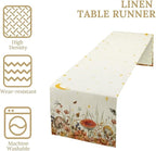 Mushroom Kitchen Table Runner, Gothic Moon Star Plants Witchy Moonlit Flower Butterfly Table Runner for Kitchen Dinner Living Room Drapes, 13x108 Inch White