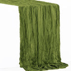 1 Pack Olive Green Cheesecloth Table Runner 35x120 Inch 10Ft Rustic Gauze Cheese Cloth Table Runner Sheer Cheesecloth Table Runners for Wedding Party Bridal Shower Decoration