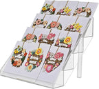 PecMuikee Greeting Card Display, 4 Tiers Clear Acrylic Sticker Display Stand for Vendors Retail, Display Photo Stand for Counter Tabletop Display Supplies, 1 Set