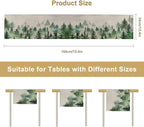 Foggy Forest Table Runner,Green Forest Natural Landscape Table Runner for Kitchen Dining Table Home Party Decoration 13x60 Inch