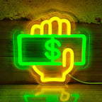 Cashier Neon Sign Love Money Neon Signs for Wall Decor, LED Light Signs for Supermarket, 7.8" x 7.5