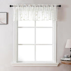 VISIONTEX Sheer Voile Curtain Valances, Decorative Leaves Embroidered, Rod Pocket Window Treatment for Kitchen/Rustic Bedroom/Living Room (54 x 16 Inch,1 Panel)