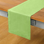 Solino Home Table Runner 90 Inches Long - Cotton Linen Hemstitch Apple Green Table Runner 14 x 90 Inch