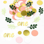 300PC Pink and Sage Green 1st Birthday Confetti First Birthday Decorations for Girl Dots Table Scatter for Baby Girl One Year Old Party Decor Supplies