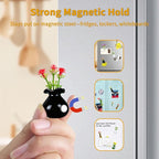 Magnetic Bud Vase Set – Mini Ceramic & Glass Vases with Strong Magnet for Fridge & Whiteboard – Decorative Small Flower Vases for Kitchen, Home or Office Décor for Women (Glass)