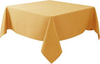 Biscaynebay Fall Tablecloth Textured Fabric Square Tablecloths 70x70'', Fall Gold Thanksgiving Autumn Harvest Water Resistant Fabric Tablecloths for Kitchen, Dining, Wedding, Parties Machine Washable