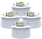 4 pk White Round Spandex Tablecloth for 60in Tables, Wrinkle Free Stretchy 120inch Fitted 5FT Table Cloths Round Table Covers with Skirt for Wedding Party Dining Banquet Events