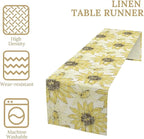 Chrysanthemum Vintage Floral Table Runner, Elegant Grunge Gray Sunflower Spring Summer Elegant Pattern Artichokes Flower Table Runner for Party Kitchen Dining Living Room Decor, 13x60 Inch