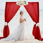 VOK Red Wedding Arch Draping Fabric Chiffon Fabric, 29in x 18Ft Sheer Chiffon Outdoor Curtain for Wedding Ceremony Birthday Party Decoration (Red,1 Panel)