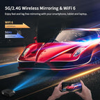 Ultra Bright 1800ANSI Lumens Smart Projector, NFC Casting Wireless, WiFi 6, 4K-Decoding HDR10+, Android TV, Two-Way Bluetooth, DSP Stereo, Daylight Home Theater/ Low Latency Gaming/ Backyard Movie