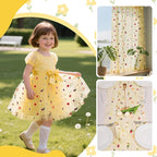 BINBE 12pcs Daisy Fall Table Runner Embroidery Gauze 10FT Florals Seasonal Tulle Holiday Birthday Kitchen Dining Table Decor for Home Party Yellow