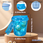 12oz Disposable Stemless Glasses With Strawless Sip Lids,PET Disposable Drinking Cups,Clear Plastic Wine Glasses for Parties Birthday,Wedding,Meeting,Christmas Party Supplies. (50, Blue)