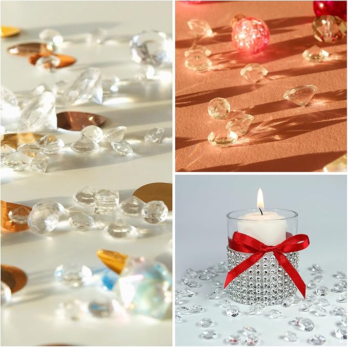 PATIKIL 4000 Pcs Wedding Table Scatter Confetti Crystals 6 mm Acrylic Diamonds Vase Fillers Gems for Table Centerpiece Decorations Party Vase Beads, Light Gray